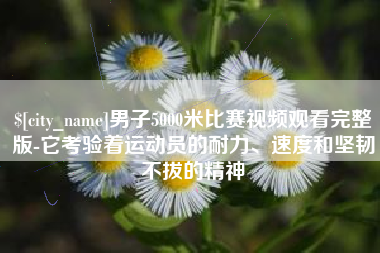 嘉善男子5000米比赛视频观看完整版-它考验着运动员的耐力、速度和坚韧不拔的精神